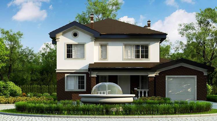 Проект красивого двухэтажного загородного дома площадью 205 кв.м.
