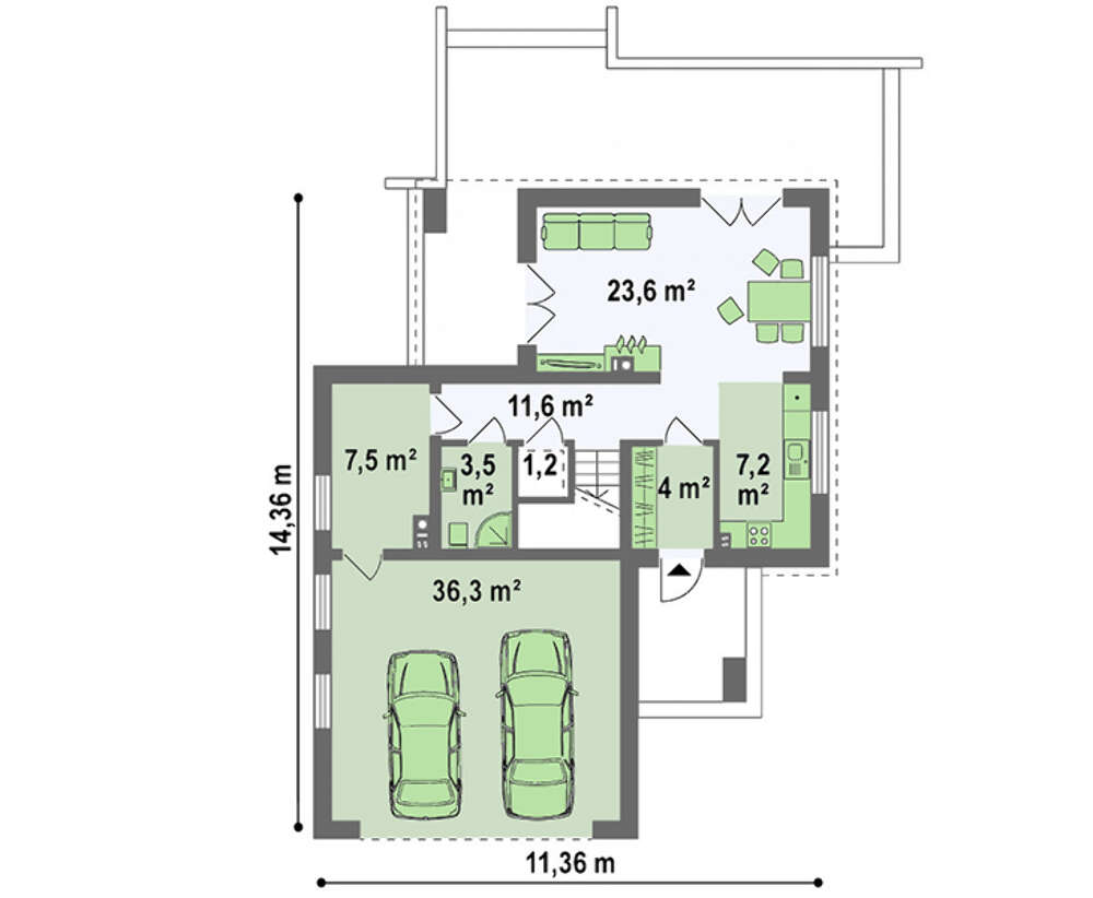 Современный компактный двухэтажный дом площадью 150 m² | DOM4М в Украине