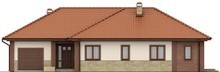 Проект одноэтажного просторного комфортного дома с многоскатной крышей и гаражом для 1 автомобиля