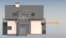 Проект современного стильного дома с эркером и необычным балконом