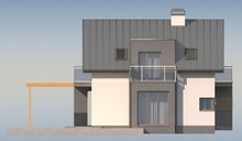 Проект современного стильного дома с эркером и необычным балконом
