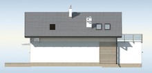 Проект дома для узкого участка, с гаражом и террасой над ним
