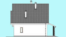 Схема компактного двухэтажного коттеджа площадью 174 кв. м с черно-белым экстерьером