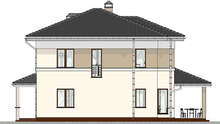 Схема двухэтажного коттеджа в бело-шоколадном исполнении общей площадью 178 кв. м