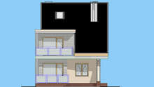 Проект компактного трехэтажного дома площадью 169 кв. м с четырьмя личными комнатами