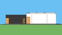 Современный коттедж в стиле минимализм с пристроенным гаражом