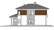 Проект двухэтажного дома с цокольным этажом общей площадью 246 кв.м.