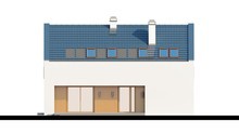 Проект современного светлого коттеджа с гаражом и двускатной крышей