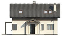 Проект небольшого дачного дома с угловым окном в кухне