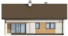Проект небольшого аккуратного одноэтажного дома с двускатной крышей