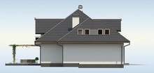 Проект дома с фасадными окнами и гаражом для двух автомобилей