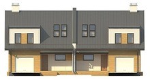 Проект дома на две семьи с отдельными гаражами и входами