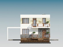 Красивый проект дома с гаражом и мансардой в классическом стиле