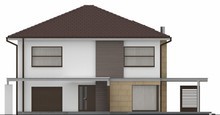 Проект простого двухэтажного дома со встроенным гаражом