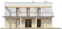 Проект двухэтажного современного коттеджа с террасой и гаражом