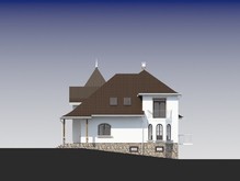 Проект небольшого поместья с цокольным этажом для участка с уклоном
