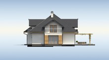 Проект дома с красивыми окнами и гаражом для 2 машин