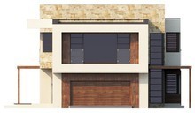 Проект двухэтажного коттеджа модерн с гаражом для двух автомобилей