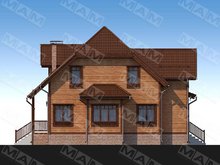 Проект стильного дома с деревянной отделкой фасада