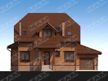 Проект стильного дома с деревянной отделкой фасада