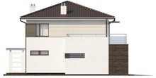 Проект двухэтажного дома с низкой крышей и гаражом для двух авто