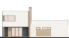 Проект двухэтажного дома модерн с террасой над гаражом