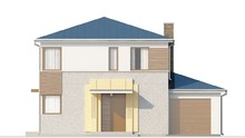 Проект двухэтажного современного дома с тремя спальнями и гаражом