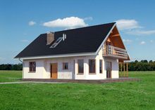 Архитектурный проект современного дома с открытой деревянной террасой