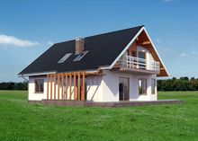 Архитектурный проект современного дома с открытой деревянной террасой