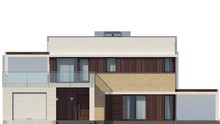 Проект современного дома с фронтальной гостиной