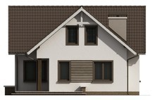 Проект простого дома с балконом над входом