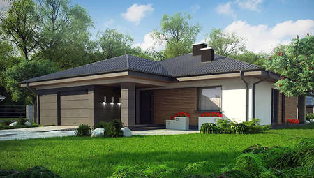 Проект современного дома на 167 кв. м, декорированного фасадными панелями серого цвета