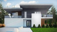 Проект двухэтажного дома с плоской крышей общей площадью 270 кв.м.