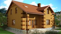 Двухэтажный строгий дом цвета жаркой саванны