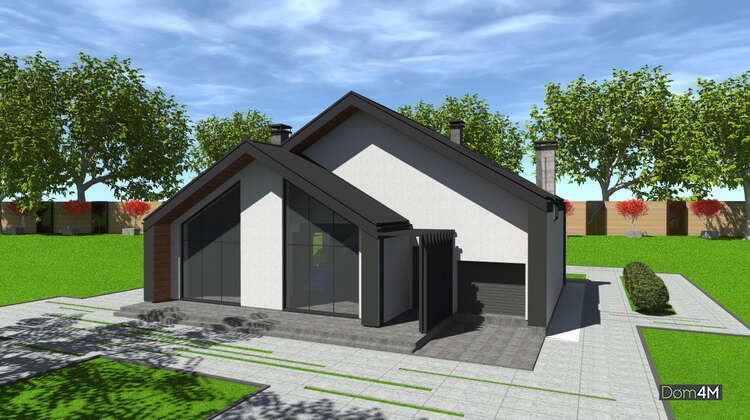 Схема современного коттеджа со встроенным гаражом площадью 208 кв. м