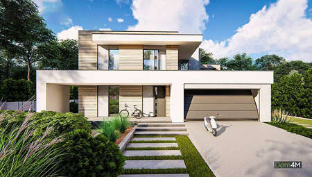 Проект современного дома оригинальной планировки в стиле минимализма общей площадью 224 кв. м