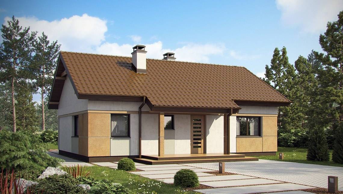 Одноэтажные дома из газобетона с двухскатной крышей