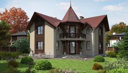 Оригинальный проект дома с комбинированным фасадом