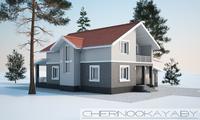 Архитектурный проект двухэтажного дома с красной крышей