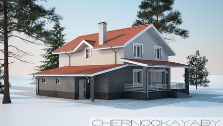 Архитектурный проект двухэтажного дома с красной крышей