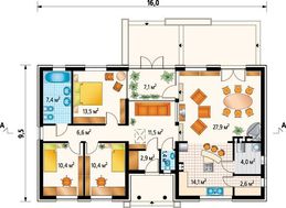 Современный коттедж в европейском стиле с зимним садом