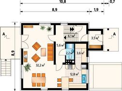 Симпатичный трехуровневый коттедж