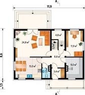 Европейский двухэтажный коттедж в теплом желто-черном контрасте