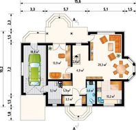 Красочный коттедж в два этажа с террасой над гаражом