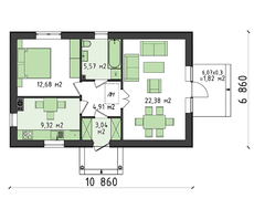 Небольшой дом с просторной гостиной