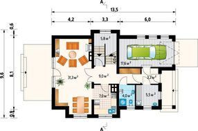 Чертеж коттеджа площадью 167 кв.м с красивой лоджией на втором этаже