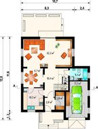 Проект дома с мансардой и гаражом на одно авто