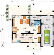 Архитектурный проект современного коттеджа с гаражом и террасой