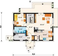Проект загородного коттеджа с деревянной мансардой