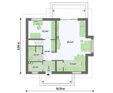 Проект мансардного дома площадью 134 кв.м. с эркером